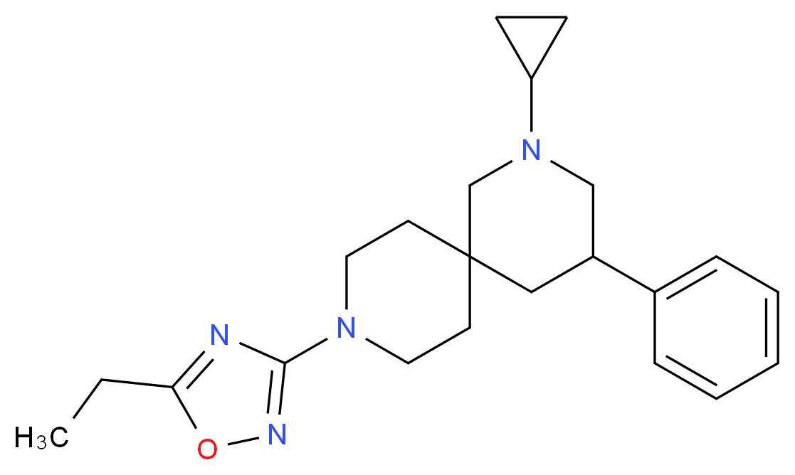 2-cyclopropyl-9-(5-ethyl-1,2,4-oxadiazol-3-yl)-4-phenyl-2,9-diazaspiro[5.5]undecane_Molecular_structure_CAS_)