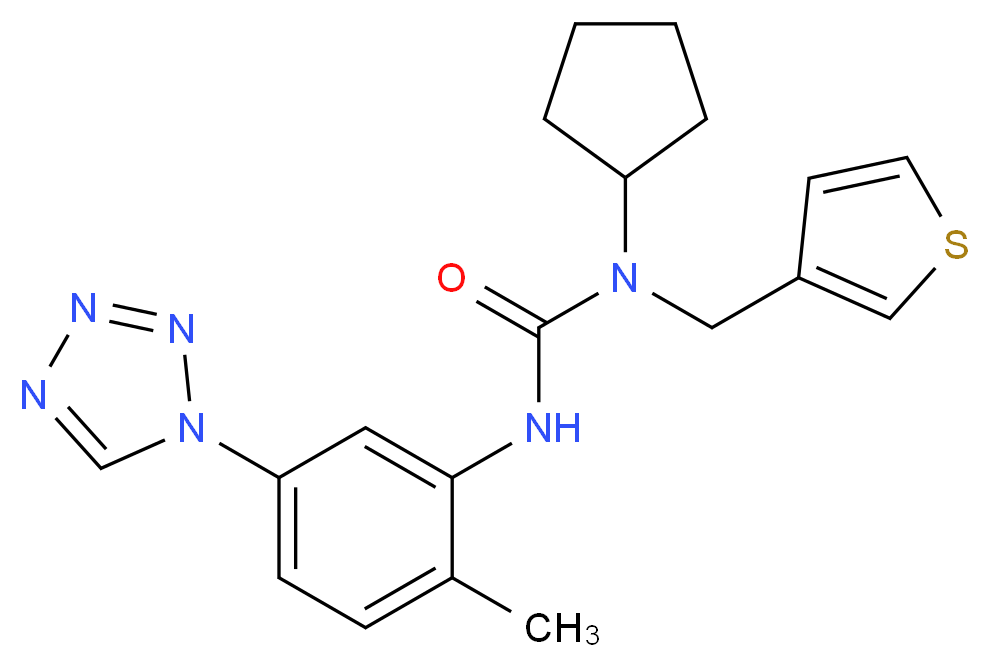 N-cyclopentyl-N'-[2-methyl-5-(1H-tetrazol-1-yl)phenyl]-N-(3-thienylmethyl)urea_Molecular_structure_CAS_)