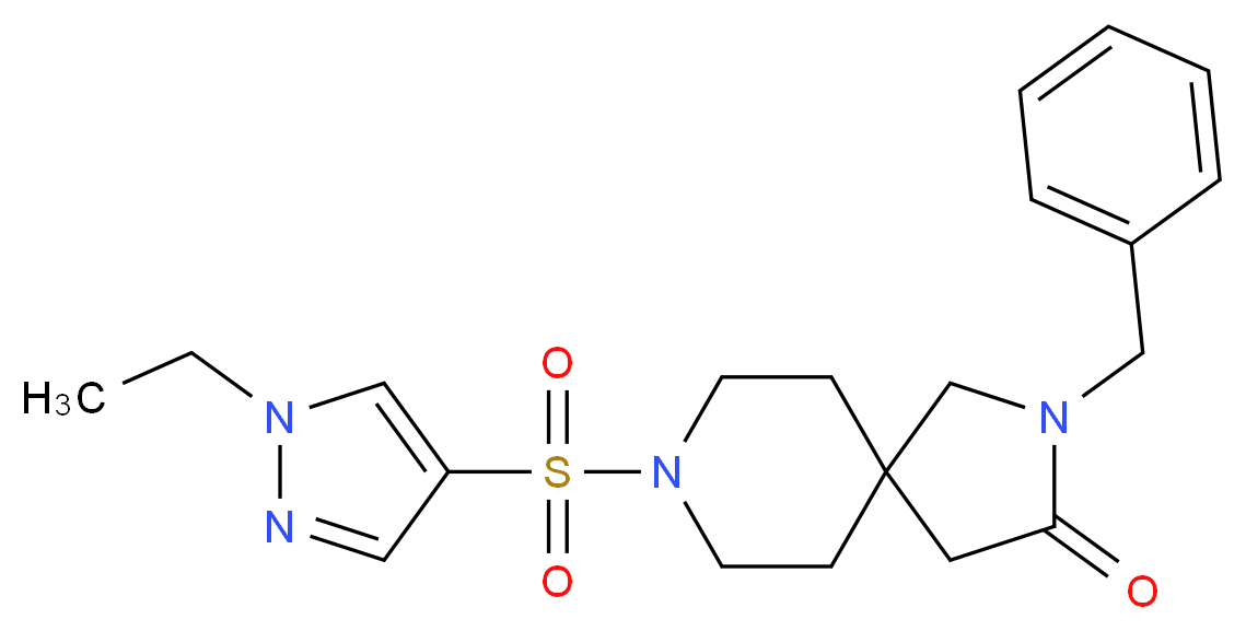 2-benzyl-8-[(1-ethyl-1H-pyrazol-4-yl)sulfonyl]-2,8-diazaspiro[4.5]decan-3-one_Molecular_structure_CAS_)