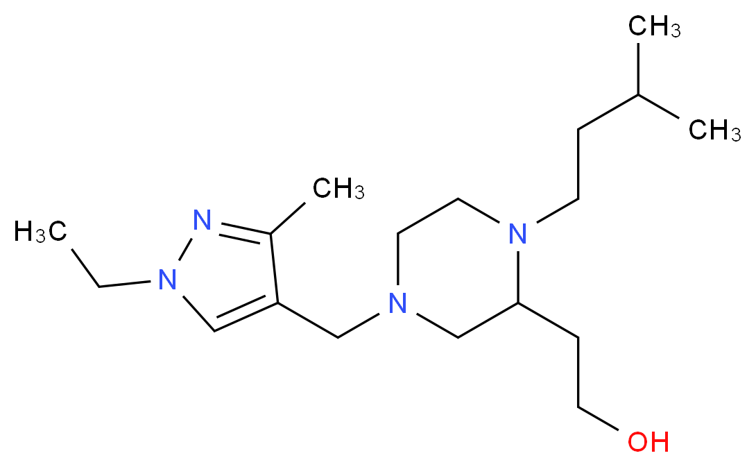 2-[4-[(1-ethyl-3-methyl-1H-pyrazol-4-yl)methyl]-1-(3-methylbutyl)-2-piperazinyl]ethanol_Molecular_structure_CAS_)