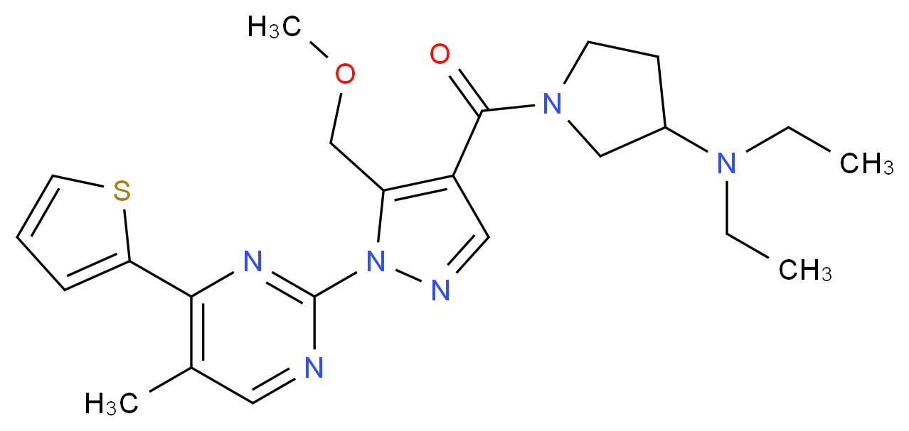N,N-diethyl-1-({5-(methoxymethyl)-1-[5-methyl-4-(2-thienyl)-2-pyrimidinyl]-1H-pyrazol-4-yl}carbonyl)-3-pyrrolidinamine_Molecular_structure_CAS_)