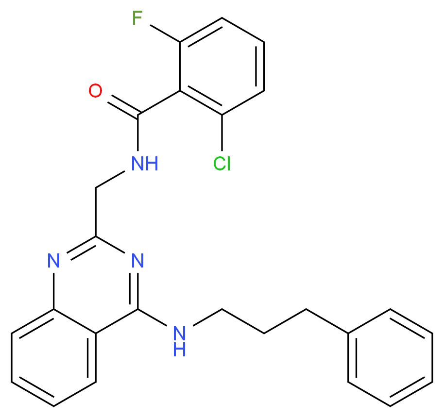 2-chloro-6-fluoro-N-({4-[(3-phenylpropyl)amino]-2-quinazolinyl}methyl)benzamide_Molecular_structure_CAS_)