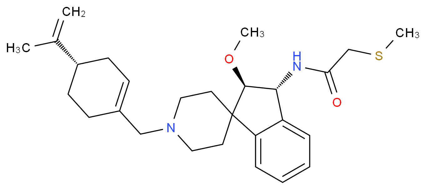 N-((2R,3R)-1'-{[(4S)-4-isopropenyl-1-cyclohexen-1-yl]methyl}-2-methoxy-2,3-dihydrospiro[indene-1,4'-piperidin]-3-yl)-2-(methylthio)acetamide_Molecular_structure_CAS_)