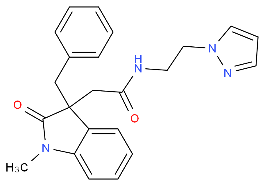 2-(3-benzyl-1-methyl-2-oxo-2,3-dihydro-1H-indol-3-yl)-N-[2-(1H-pyrazol-1-yl)ethyl]acetamide_Molecular_structure_CAS_)