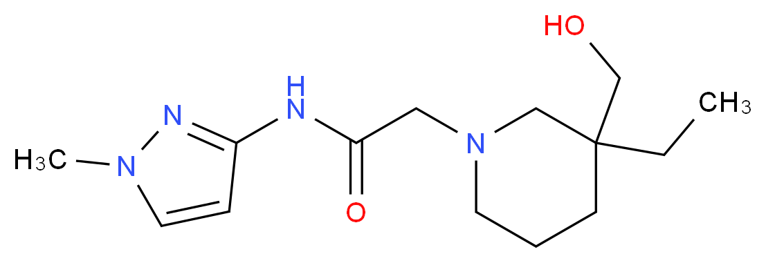 2-[3-ethyl-3-(hydroxymethyl)piperidin-1-yl]-N-(1-methyl-1H-pyrazol-3-yl)acetamide_Molecular_structure_CAS_)