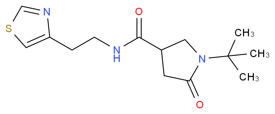 1-tert-butyl-5-oxo-N-[2-(1,3-thiazol-4-yl)ethyl]-3-pyrrolidinecarboxamide_Molecular_structure_CAS_)