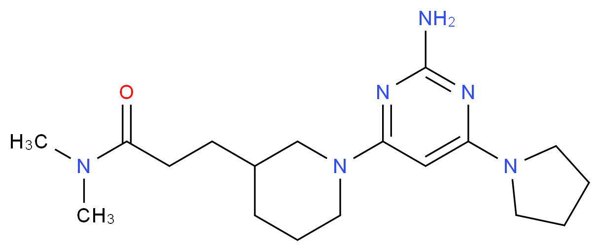 3-{1-[2-amino-6-(1-pyrrolidinyl)-4-pyrimidinyl]-3-piperidinyl}-N,N-dimethylpropanamide_Molecular_structure_CAS_)