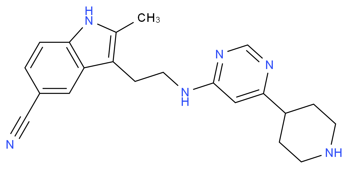 2-methyl-3-{2-[(6-piperidin-4-ylpyrimidin-4-yl)amino]ethyl}-1H-indole-5-carbonitrile_Molecular_structure_CAS_)