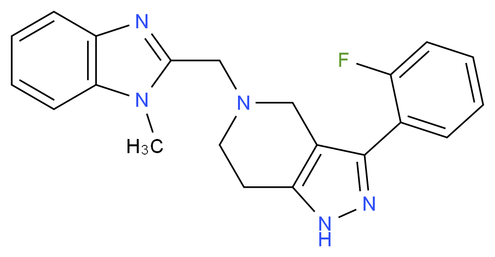 3-(2-fluorophenyl)-5-[(1-methyl-1H-benzimidazol-2-yl)methyl]-4,5,6,7-tetrahydro-1H-pyrazolo[4,3-c]pyridine_Molecular_structure_CAS_)