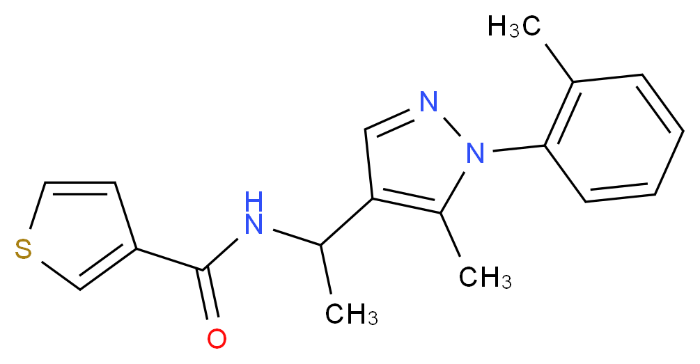 N-{1-[5-methyl-1-(2-methylphenyl)-1H-pyrazol-4-yl]ethyl}-3-thiophenecarboxamide_Molecular_structure_CAS_)
