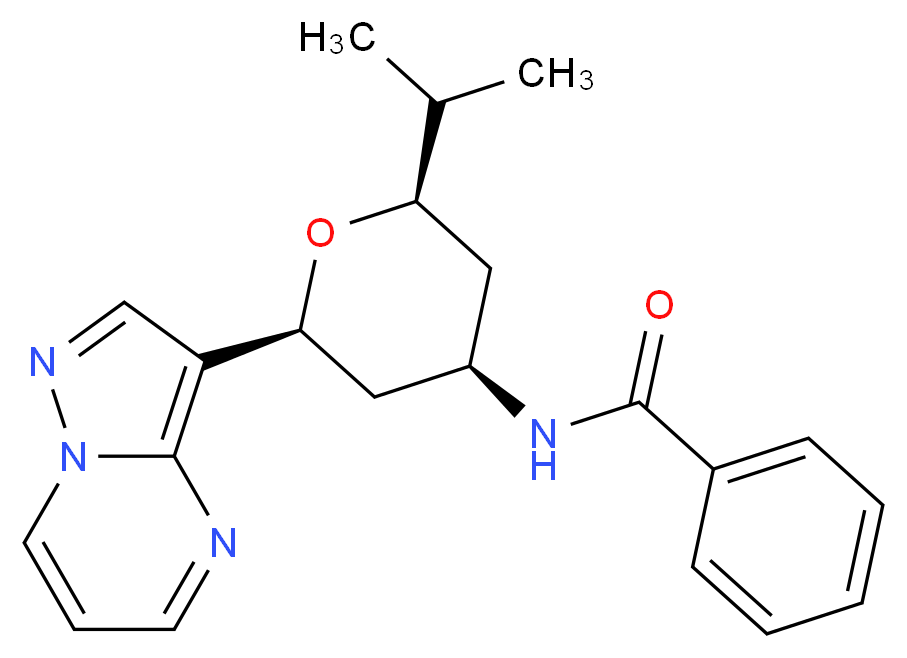 N-[(2R*,4R*,6S*)-2-isopropyl-6-pyrazolo[1,5-a]pyrimidin-3-yltetrahydro-2H-pyran-4-yl]benzamide_Molecular_structure_CAS_)