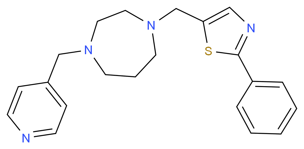 1-[(2-phenyl-1,3-thiazol-5-yl)methyl]-4-(4-pyridinylmethyl)-1,4-diazepane_Molecular_structure_CAS_)