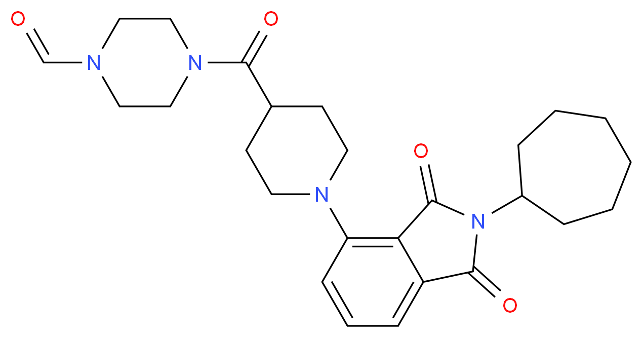 4-{[1-(2-cycloheptyl-1,3-dioxo-2,3-dihydro-1H-isoindol-4-yl)-4-piperidinyl]carbonyl}-1-piperazinecarbaldehyde_Molecular_structure_CAS_)