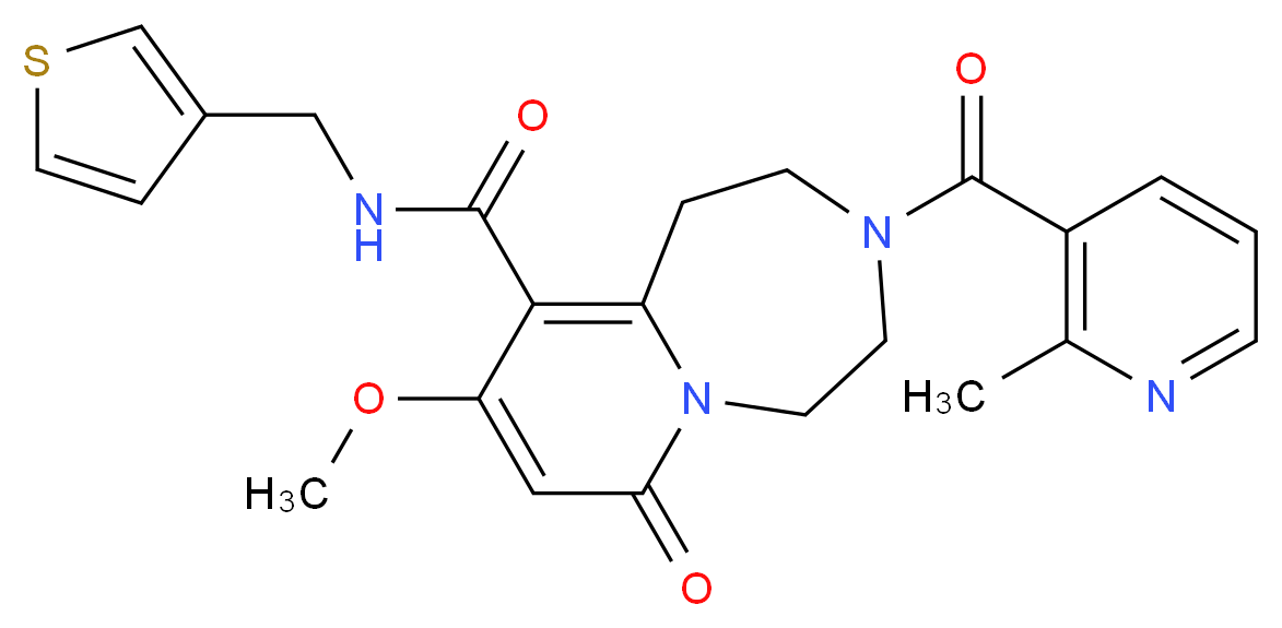 9-methoxy-3-[(2-methyl-3-pyridinyl)carbonyl]-7-oxo-N-(3-thienylmethyl)-1,2,3,4,5,7-hexahydropyrido[1,2-d][1,4]diazepine-10-carboxamide_Molecular_structure_CAS_)