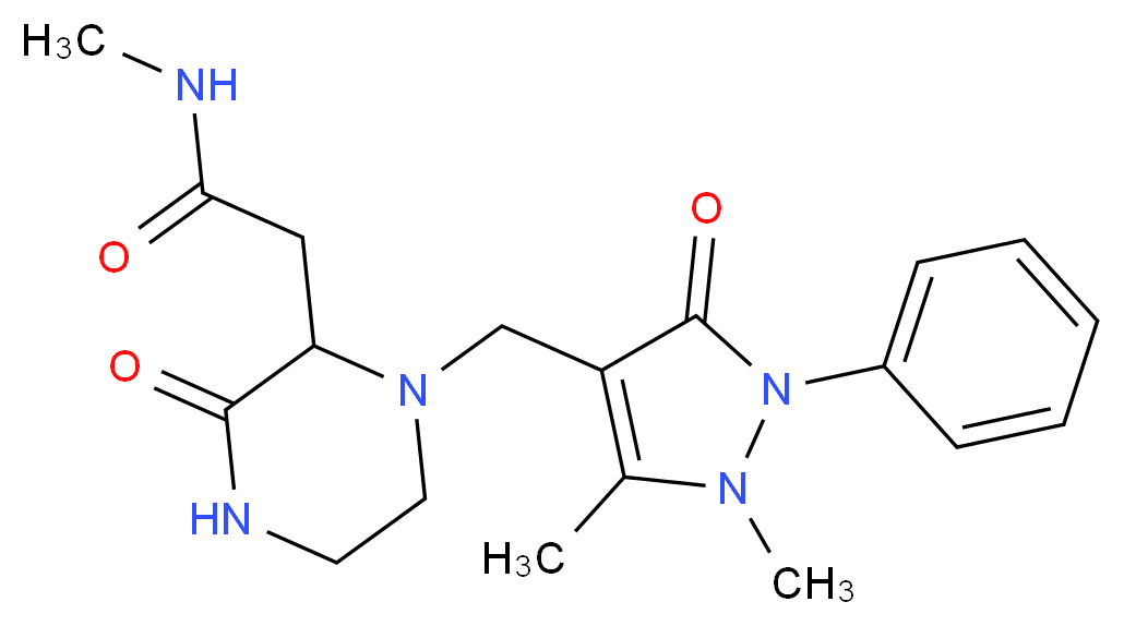2-{1-[(1,5-dimethyl-3-oxo-2-phenyl-2,3-dihydro-1H-pyrazol-4-yl)methyl]-3-oxopiperazin-2-yl}-N-methylacetamide_Molecular_structure_CAS_)