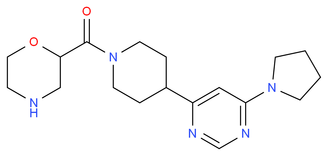 2-({4-[6-(1-pyrrolidinyl)-4-pyrimidinyl]-1-piperidinyl}carbonyl)morpholine_Molecular_structure_CAS_)