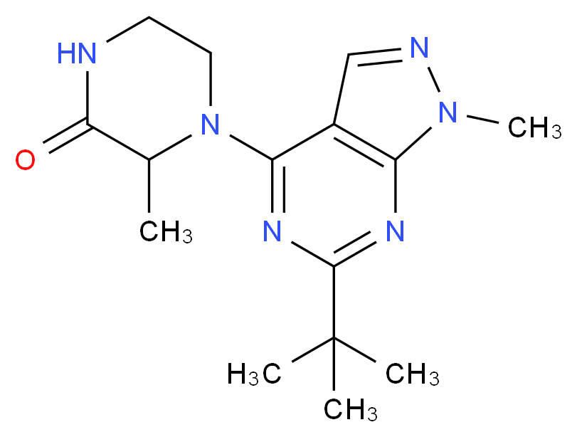 4-(6-tert-butyl-1-methyl-1H-pyrazolo[3,4-d]pyrimidin-4-yl)-3-methyl-2-piperazinone_Molecular_structure_CAS_)