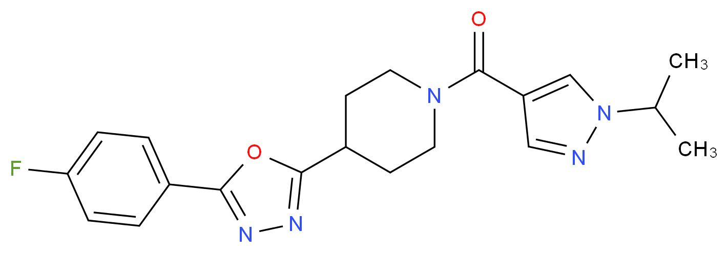 4-[5-(4-fluorophenyl)-1,3,4-oxadiazol-2-yl]-1-[(1-isopropyl-1H-pyrazol-4-yl)carbonyl]piperidine_Molecular_structure_CAS_)