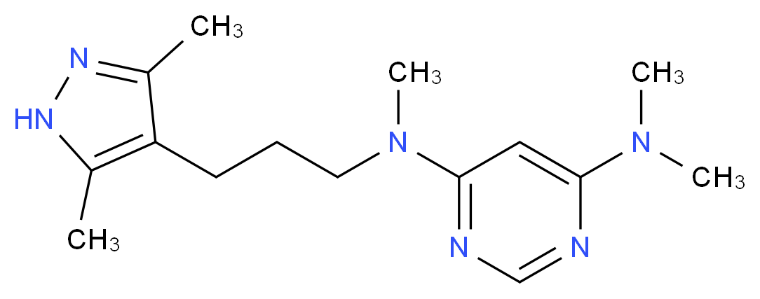 N-[3-(3,5-dimethyl-1H-pyrazol-4-yl)propyl]-N,N',N'-trimethylpyrimidine-4,6-diamine_Molecular_structure_CAS_)