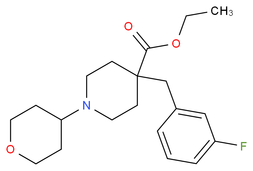 ethyl 4-(3-fluorobenzyl)-1-(tetrahydro-2H-pyran-4-yl)-4-piperidinecarboxylate_Molecular_structure_CAS_)