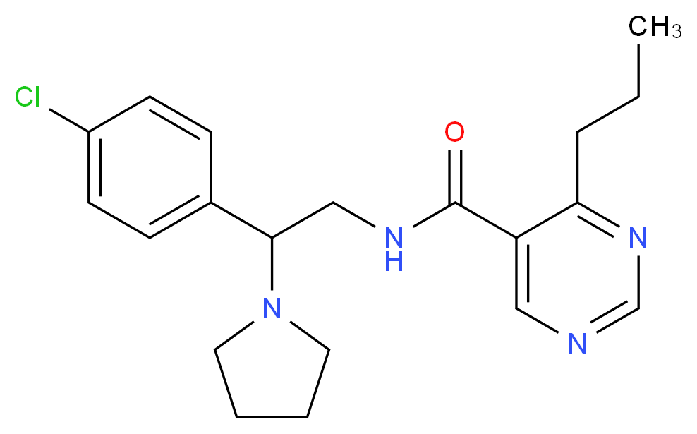 N-[2-(4-chlorophenyl)-2-pyrrolidin-1-ylethyl]-4-propylpyrimidine-5-carboxamide_Molecular_structure_CAS_)