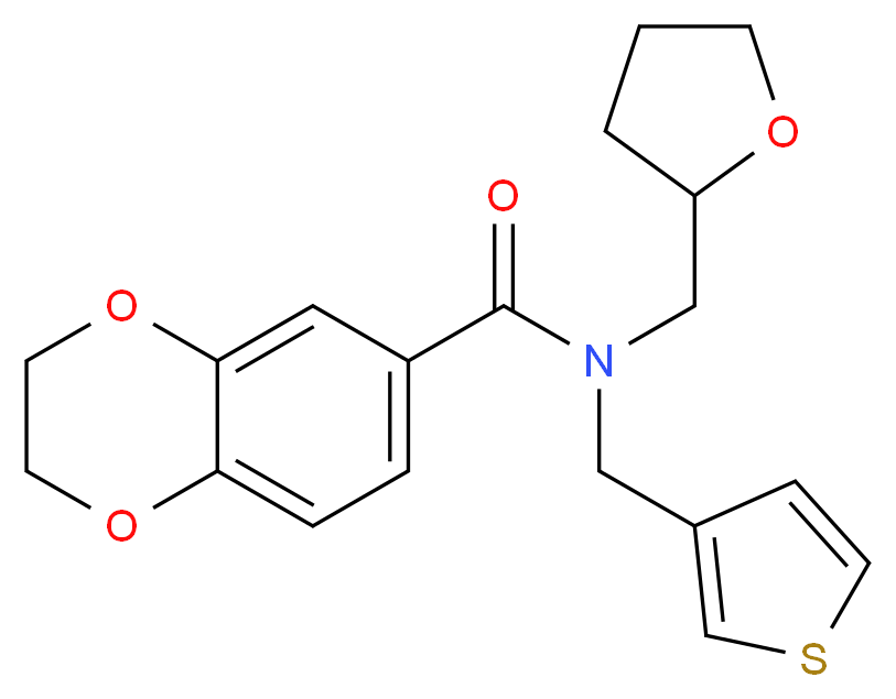 N-(tetrahydrofuran-2-ylmethyl)-N-(3-thienylmethyl)-2,3-dihydro-1,4-benzodioxine-6-carboxamide_Molecular_structure_CAS_)