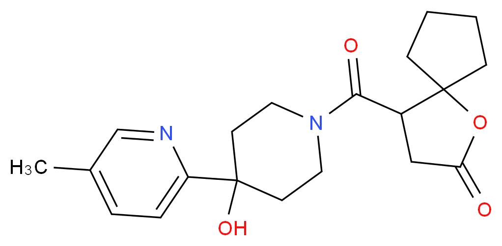 4-{[4-hydroxy-4-(5-methylpyridin-2-yl)piperidin-1-yl]carbonyl}-1-oxaspiro[4.4]nonan-2-one_Molecular_structure_CAS_)