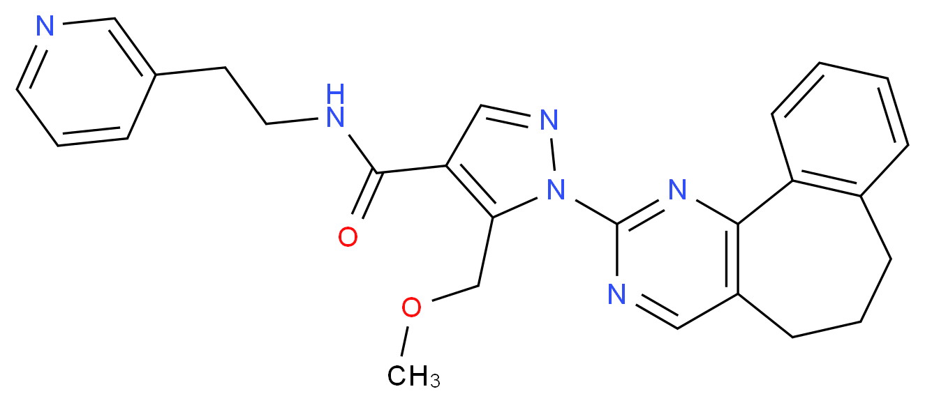 1-(6,7-dihydro-5H-benzo[6,7]cyclohepta[1,2-d]pyrimidin-2-yl)-5-(methoxymethyl)-N-[2-(3-pyridinyl)ethyl]-1H-pyrazole-4-carboxamide_Molecular_structure_CAS_)