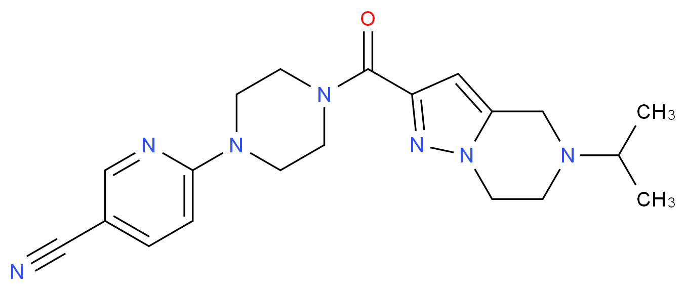 6-{4-[(5-isopropyl-4,5,6,7-tetrahydropyrazolo[1,5-a]pyrazin-2-yl)carbonyl]piperazin-1-yl}nicotinonitrile_Molecular_structure_CAS_)