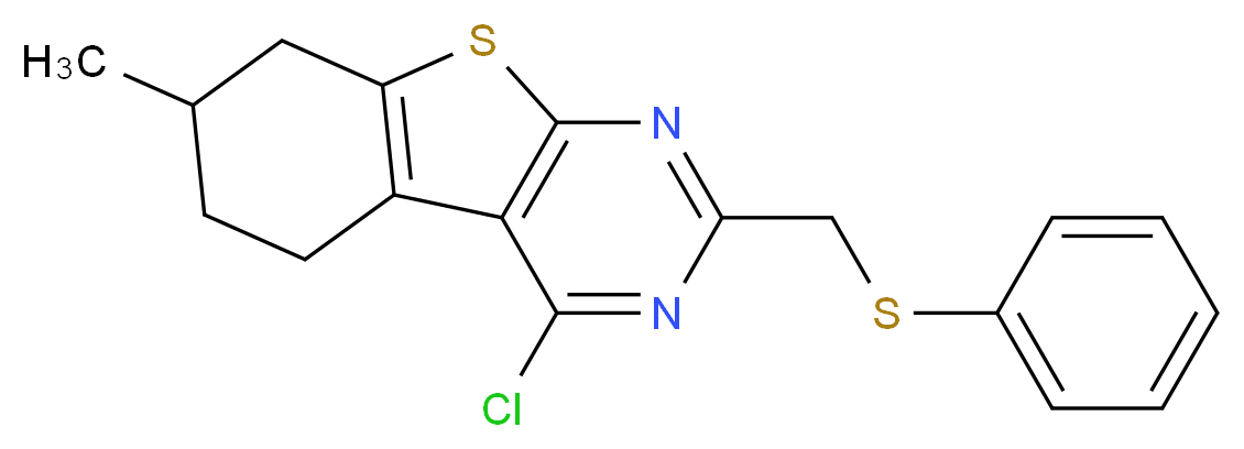 4-chloro-7-methyl-2-[(phenylthio)methyl]-5,6,7,8-tetrahydro[1]benzothieno[2,3-d]pyrimidine_Molecular_structure_CAS_)