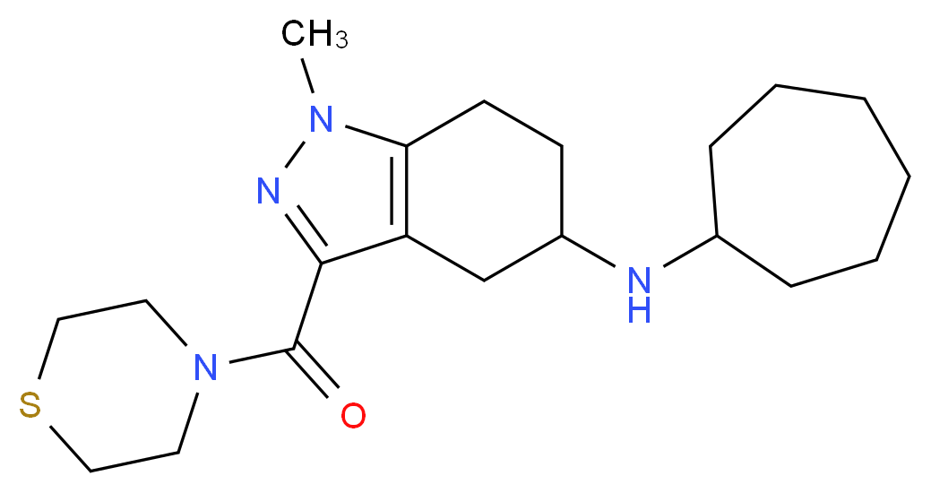 N-cycloheptyl-1-methyl-3-(4-thiomorpholinylcarbonyl)-4,5,6,7-tetrahydro-1H-indazol-5-amine_Molecular_structure_CAS_)
