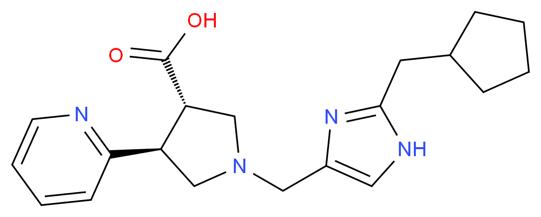 (3S*,4S*)-1-{[2-(cyclopentylmethyl)-1H-imidazol-4-yl]methyl}-4-pyridin-2-ylpyrrolidine-3-carboxylic acid_Molecular_structure_CAS_)