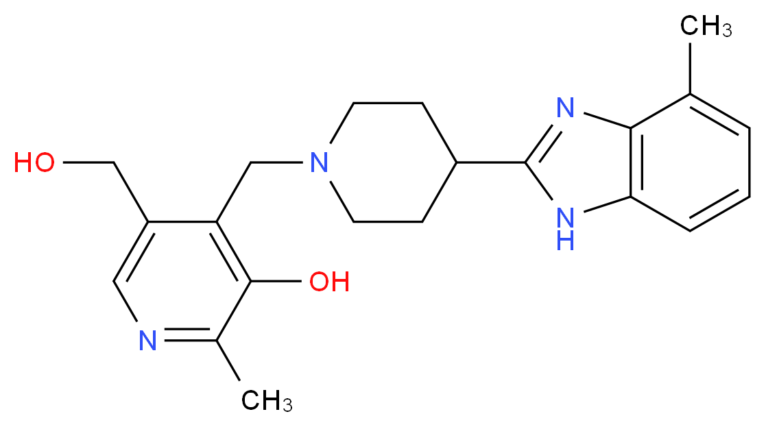 5-(hydroxymethyl)-2-methyl-4-{[4-(4-methyl-1H-benzimidazol-2-yl)piperidin-1-yl]methyl}pyridin-3-ol_Molecular_structure_CAS_)