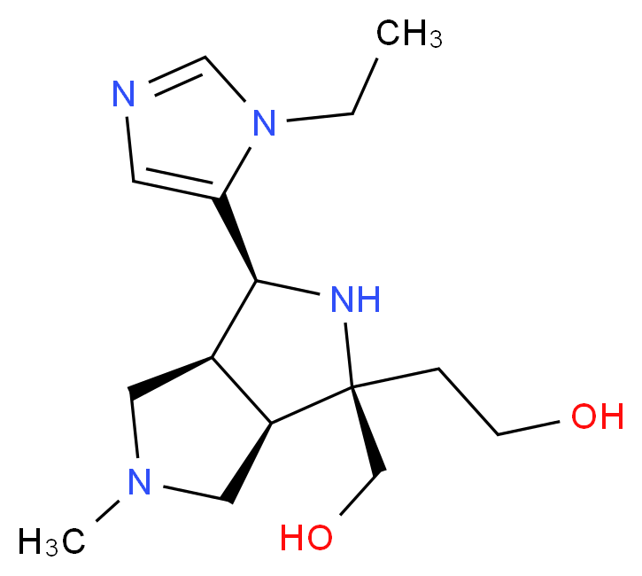 2-[(1R*,3S*,3aS*,6aR*)-3-(1-ethyl-1H-imidazol-5-yl)-1-(hydroxymethyl)-5-methyloctahydropyrrolo[3,4-c]pyrrol-1-yl]ethanol_Molecular_structure_CAS_)