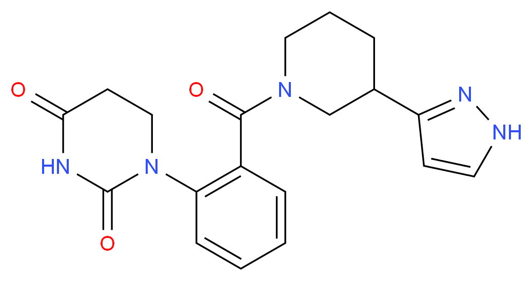 1-(2-{[3-(1H-pyrazol-3-yl)piperidin-1-yl]carbonyl}phenyl)dihydropyrimidine-2,4(1H,3H)-dione_Molecular_structure_CAS_)