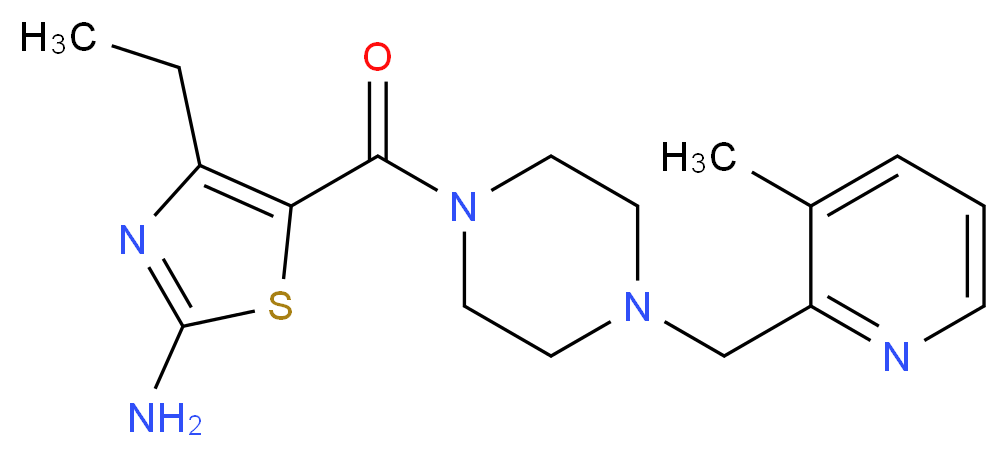 4-ethyl-5-({4-[(3-methyl-2-pyridinyl)methyl]-1-piperazinyl}carbonyl)-1,3-thiazol-2-amine_Molecular_structure_CAS_)
