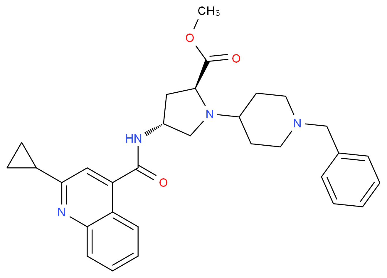 methyl (4R)-1-(1-benzyl-4-piperidinyl)-4-{[(2-cyclopropyl-4-quinolinyl)carbonyl]amino}-L-prolinate_Molecular_structure_CAS_)