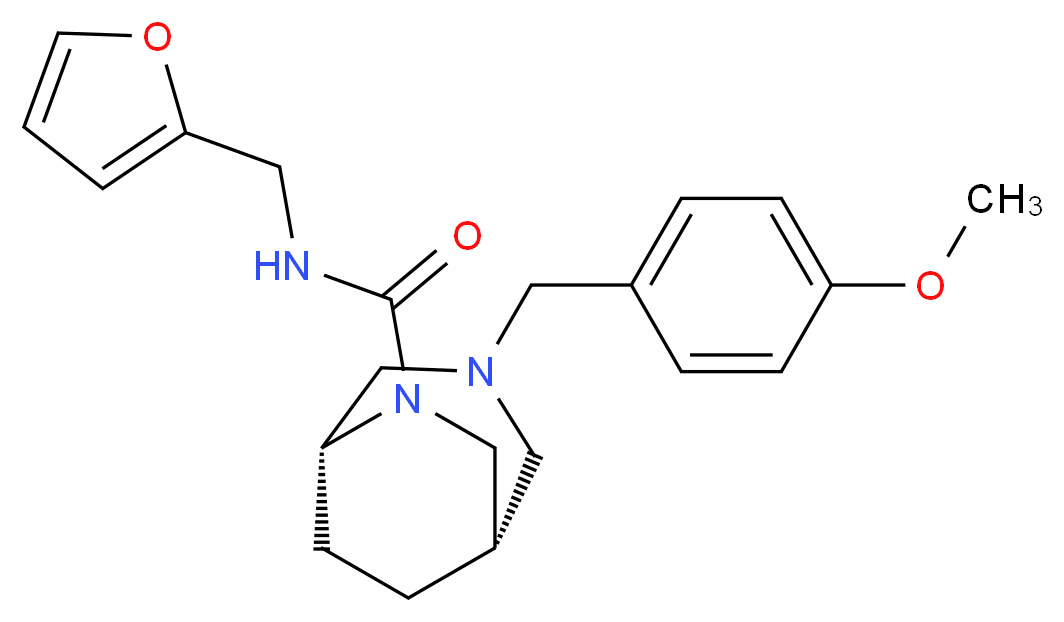 (1S*,5R*)-N-(2-furylmethyl)-3-(4-methoxybenzyl)-3,6-diazabicyclo[3.2.2]nonane-6-carboxamide_Molecular_structure_CAS_)