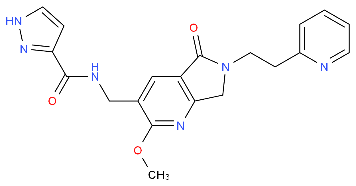 N-{[2-methoxy-5-oxo-6-(2-pyridin-2-ylethyl)-6,7-dihydro-5H-pyrrolo[3,4-b]pyridin-3-yl]methyl}-1H-pyrazole-3-carboxamide_Molecular_structure_CAS_)