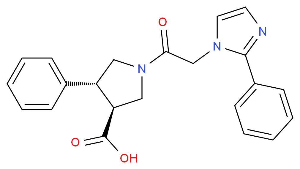 (3S*,4R*)-4-phenyl-1-[(2-phenyl-1H-imidazol-1-yl)acetyl]pyrrolidine-3-carboxylic acid_Molecular_structure_CAS_)