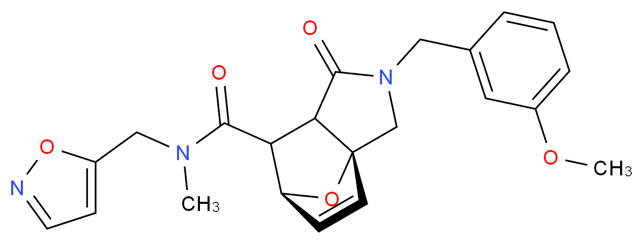 (3aR*,6S*)-N-(isoxazol-5-ylmethyl)-2-(3-methoxybenzyl)-N-methyl-1-oxo-1,2,3,6,7,7a-hexahydro-3a,6-epoxyisoindole-7-carboxamide_Molecular_structure_CAS_)
