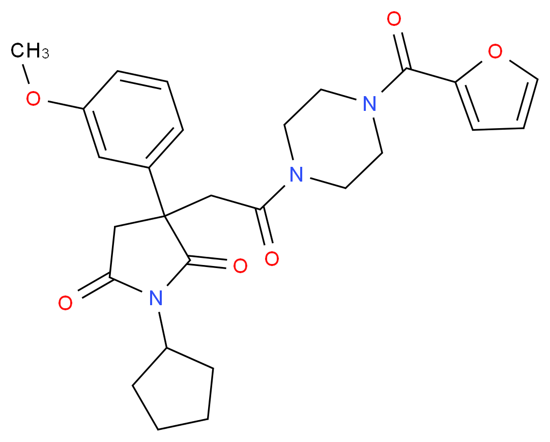 1-cyclopentyl-3-{2-[4-(2-furoyl)-1-piperazinyl]-2-oxoethyl}-3-(3-methoxyphenyl)-2,5-pyrrolidinedione_Molecular_structure_CAS_)