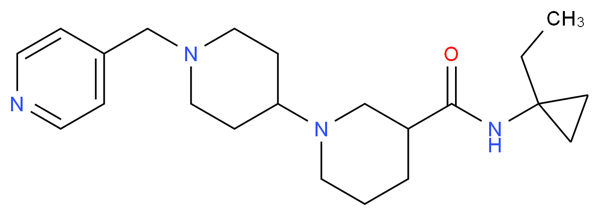 N-(1-ethylcyclopropyl)-1'-(pyridin-4-ylmethyl)-1,4'-bipiperidine-3-carboxamide_Molecular_structure_CAS_)