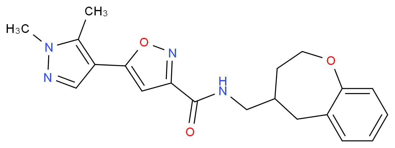 5-(1,5-dimethyl-1H-pyrazol-4-yl)-N-(2,3,4,5-tetrahydro-1-benzoxepin-4-ylmethyl)isoxazole-3-carboxamide_Molecular_structure_CAS_)