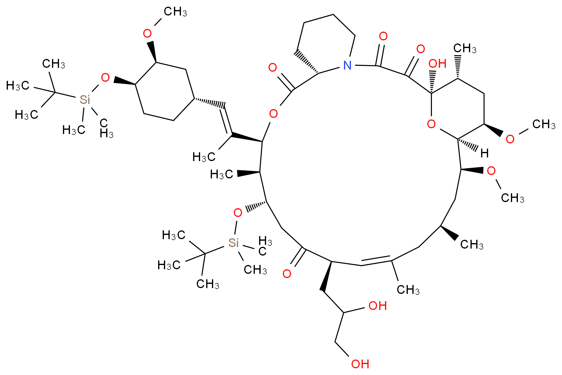 24,33-Bis-O-(tert-butyldimethylsilyl)-37,38-dehydro-37,38-dihydroxy-FK-506 (mixture of diastereomers)_Molecular_structure_CAS_1356932-17-6)
