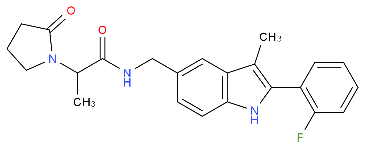 N-{[2-(2-fluorophenyl)-3-methyl-1H-indol-5-yl]methyl}-2-(2-oxopyrrolidin-1-yl)propanamide_Molecular_structure_CAS_)