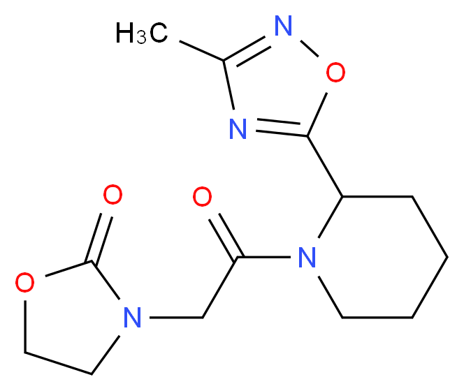3-{2-[2-(3-methyl-1,2,4-oxadiazol-5-yl)piperidin-1-yl]-2-oxoethyl}-1,3-oxazolidin-2-one_Molecular_structure_CAS_)
