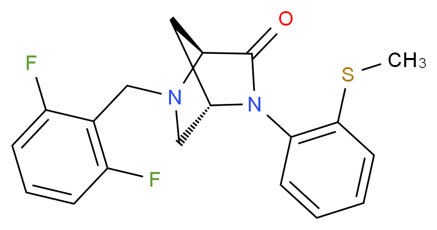 (1S*,4S*)-5-(2,6-difluorobenzyl)-2-[2-(methylthio)phenyl]-2,5-diazabicyclo[2.2.1]heptan-3-one_Molecular_structure_CAS_)