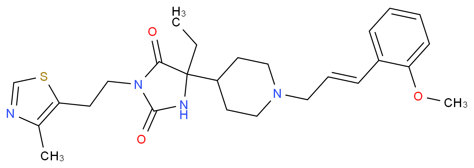 5-ethyl-5-{1-[(2E)-3-(2-methoxyphenyl)-2-propen-1-yl]-4-piperidinyl}-3-[2-(4-methyl-1,3-thiazol-5-yl)ethyl]-2,4-imidazolidinedione_Molecular_structure_CAS_)