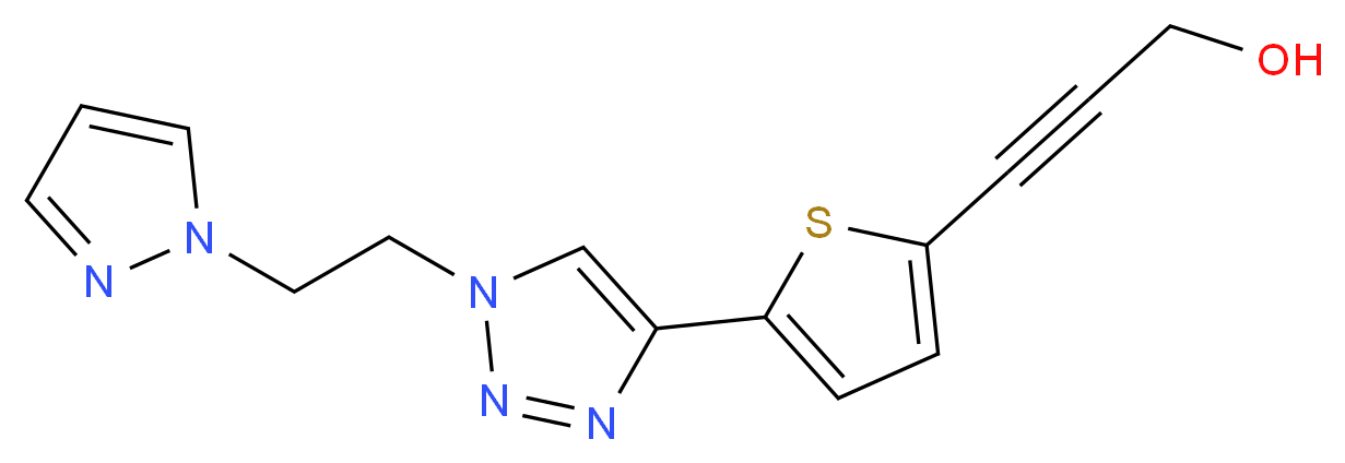 3-(5-{1-[2-(1H-pyrazol-1-yl)ethyl]-1H-1,2,3-triazol-4-yl}-2-thienyl)prop-2-yn-1-ol_Molecular_structure_CAS_)